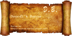Dvorák Barna névjegykártya